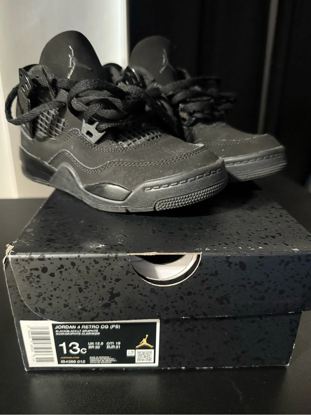 Jordan Kids All-Black Retro 4 Sneakers